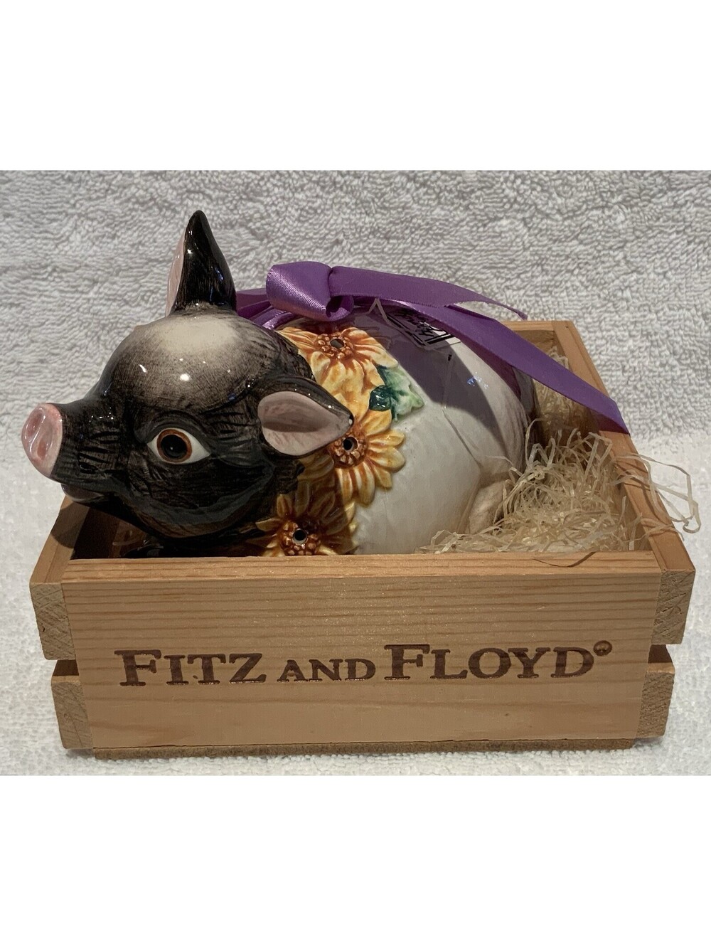 Vintage Fitz And Floyd Country Sunflowers Hand Painted 5.75βL Ceramic Pomander
